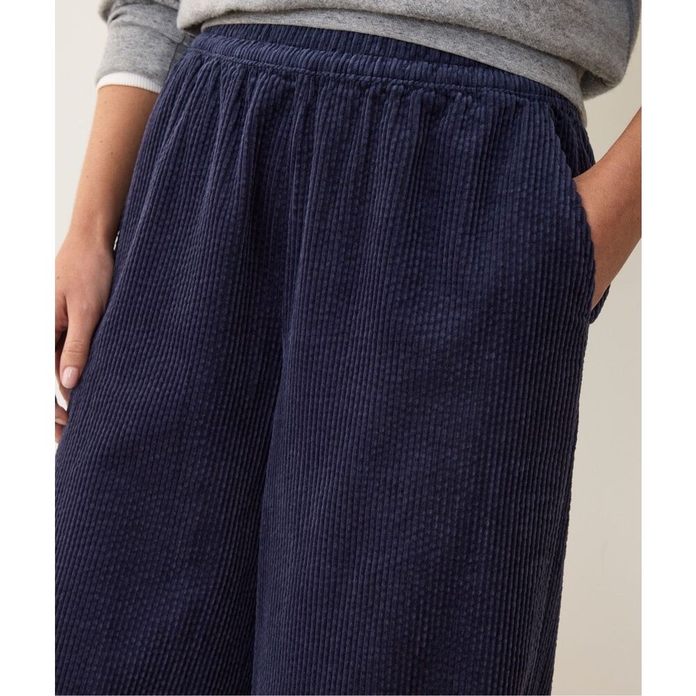Marine Layer Wide-Leg Allison Pull-On Wide Leg Corduroy Pants navy size L - Picture 4 of 11